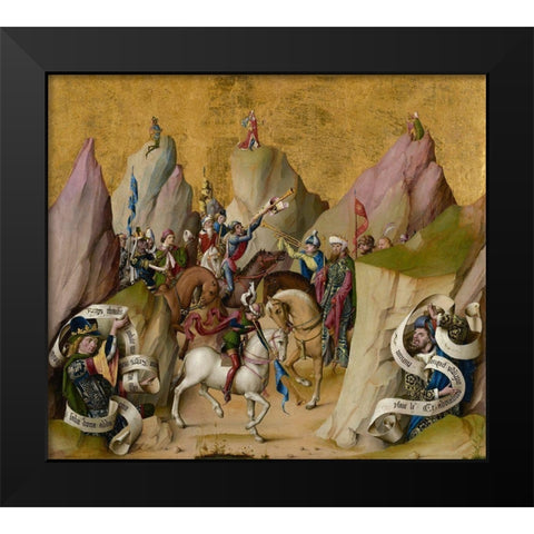 The Meeting of the Three Kings, with David and Isaiah (recto); The Assumption of the Virgin (verso) Black Modern Wood Framed Art Print by Master of the St. Bartholomew Altarpiece,
