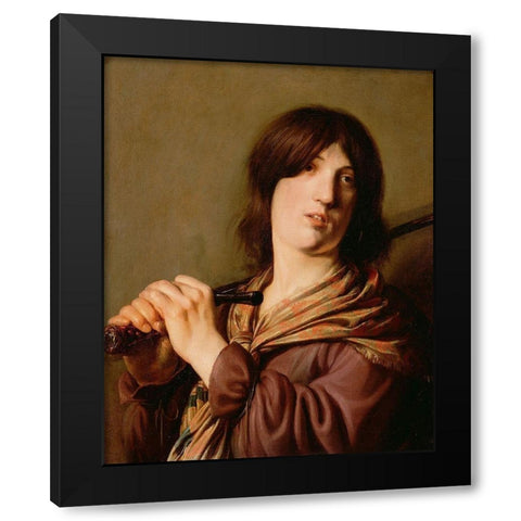 David with His Sword Black Modern Wood Framed Art Print with Double Matting by de Bray, Salomon