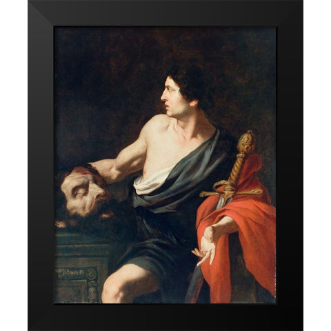 David with the Head of Goliath Black Modern Wood Framed Art Print by Novelli, Pietro