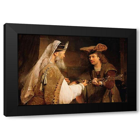 Ahimelech Giving the Sword of Goliath to David Black Modern Wood Framed Art Print by de Gelder, Aert