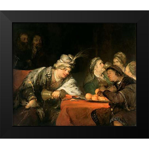 The Banquet of Ahasuerus Black Modern Wood Framed Art Print by de Gelder, Aert