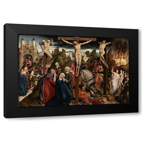 The Crucifixion Black Modern Wood Framed Art Print by Master, Vintagesibly Andre dYpres, Dreux Bude