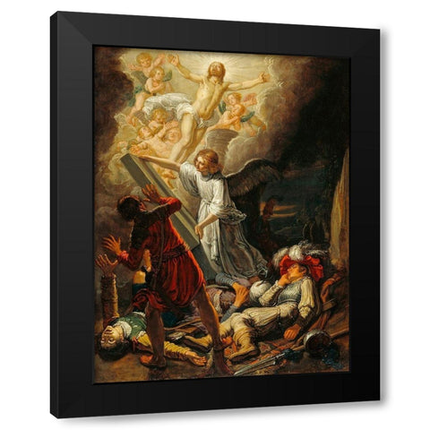 The Resurrection Black Modern Wood Framed Art Print by Lastman, Pieter
