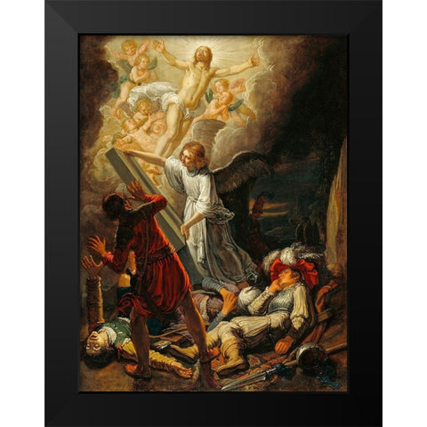 The Resurrection Black Modern Wood Framed Art Print by Lastman, Pieter