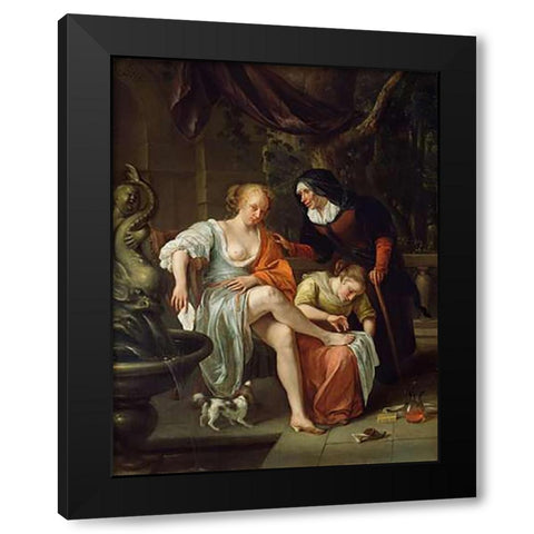 Bathsheba After the Bath Black Modern Wood Framed Art Print by Steen, Jan