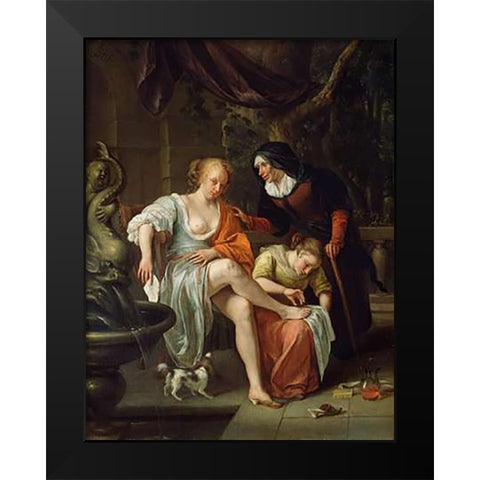 Bathsheba After the Bath Black Modern Wood Framed Art Print by Steen, Jan