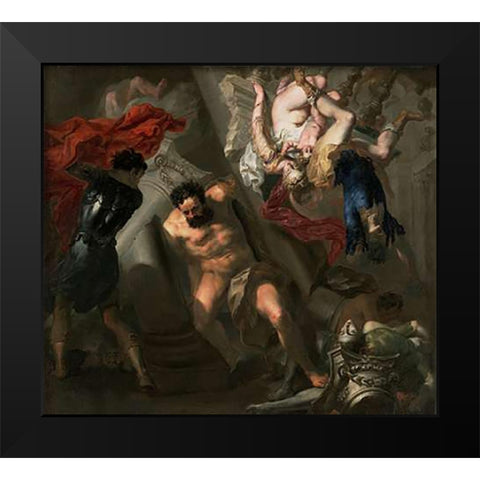 The Death of Samson Black Modern Wood Framed Art Print by Genoese School