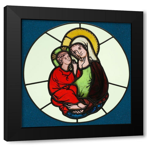 The Virgin and Child Black Modern Wood Framed Art Print by Illuminator, Unknown 14th Century Austrian