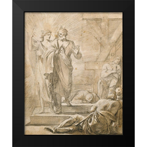 The Liberation of Saint Peter Black Modern Wood Framed Art Print by de La Hyre, Laurent