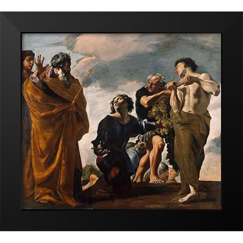 Moses and the Messengers from Canaan Black Modern Wood Framed Art Print by Lanfranco, Giovanni