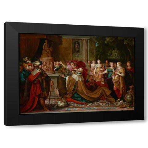 The Idolatry of Solomon Black Modern Wood Framed Art Print with Double Matting by Francken, Frans