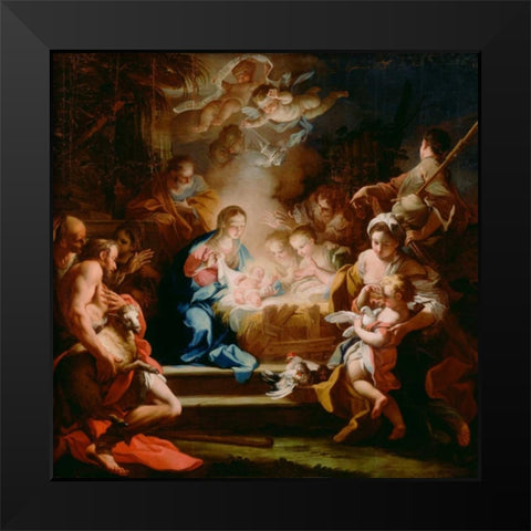 The Adoration of the Shepherds Black Modern Wood Framed Art Print by Conca, Sebastiano