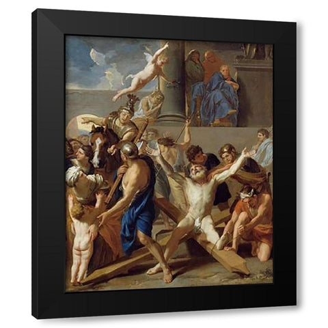 The Martyrdom of St. Andrew Black Modern Wood Framed Art Print by Le Brun, Charles