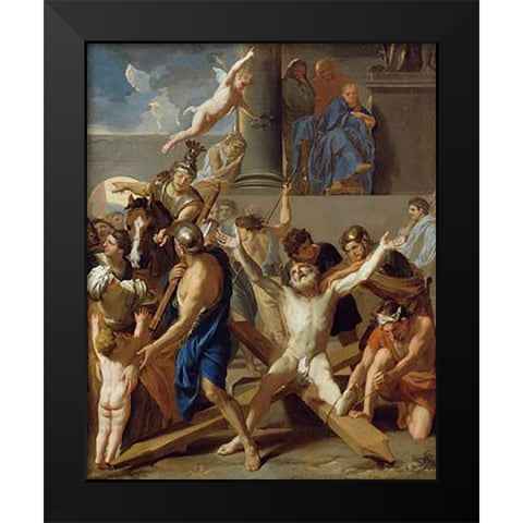 The Martyrdom of St. Andrew Black Modern Wood Framed Art Print by Le Brun, Charles