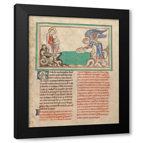 An Angel Casting a Millstone into the Sea Black Modern Wood Framed Art Print by Illuminator, Unknown 13th Century