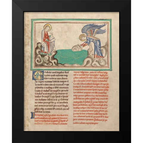 An Angel Casting a Millstone into the Sea Black Modern Wood Framed Art Print by Illuminator, Unknown 13th Century