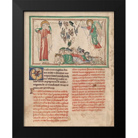 An Angel Standing in the Sun and Birds Invited to the Repast Black Modern Wood Framed Art Print by Illuminator, Unknown 13th Century