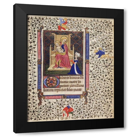 A Woman in Prayer before the Virgin and Child Black Modern Wood Framed Art Print with Double Matting by Unknown