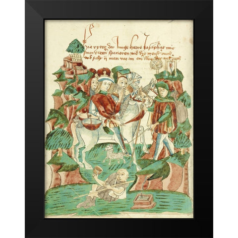 Josaphat Meeting a Blind Man and a Beggar Black Modern Wood Framed Art Print by Illuminator, Unknown 15th Century German
