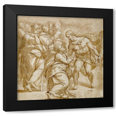 The Incredulity of Thomas Black Modern Wood Framed Art Print by Tibaldi, Pellegrino