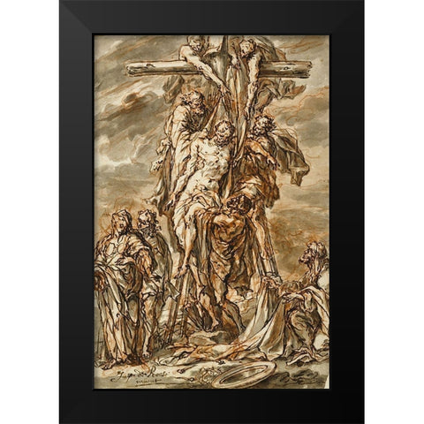 Descent from the Cross Black Modern Wood Framed Art Print by Roos, Phillip