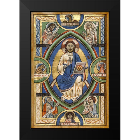 Christ in Majesty Black Modern Wood Framed Art Print by Illuminator, Unknown 12th Century