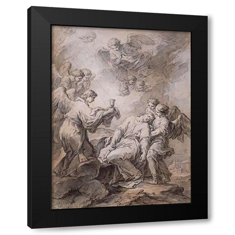 The Agony in the Garden Black Modern Wood Framed Art Print with Double Matting by Vanloo, Carle