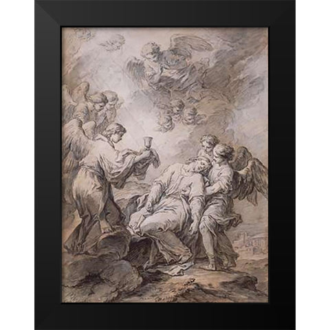 The Agony in the Garden Black Modern Wood Framed Art Print by Vanloo, Carle