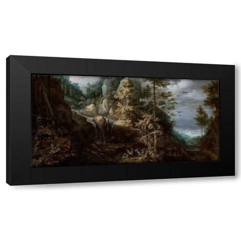 Landscape with the Temptation of Saint Anthony Black Modern Wood Framed Art Print with Double Matting by Savery, Roelandt