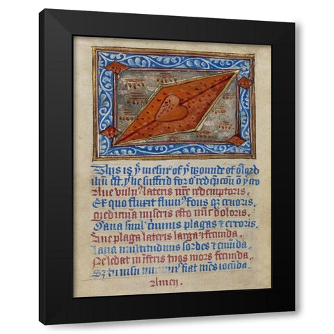 Christs Side Wound Black Modern Wood Framed Art Print by Illuminator, Unknown 12th Century English