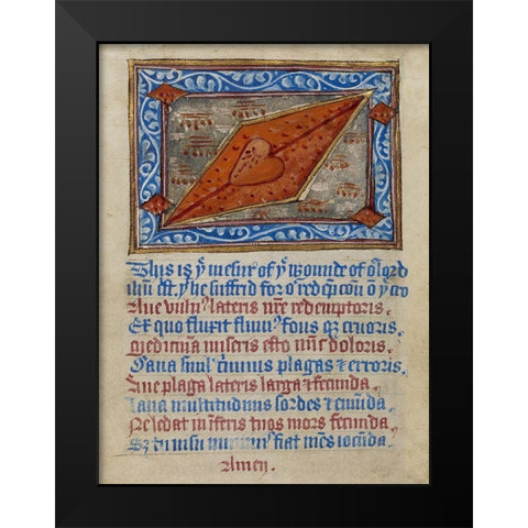 Christs Side Wound Black Modern Wood Framed Art Print by Illuminator, Unknown 12th Century English