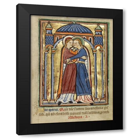 The Visitation Black Modern Wood Framed Art Print by Illuminator, Unknown 12th Century English