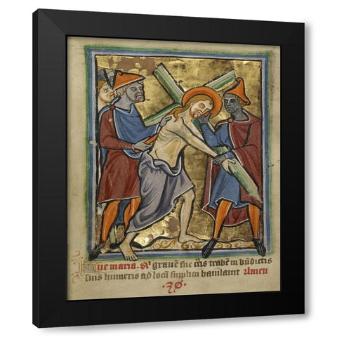 Christ Carrying the Cross Black Modern Wood Framed Art Print by Illuminator, Unknown 12th Century English