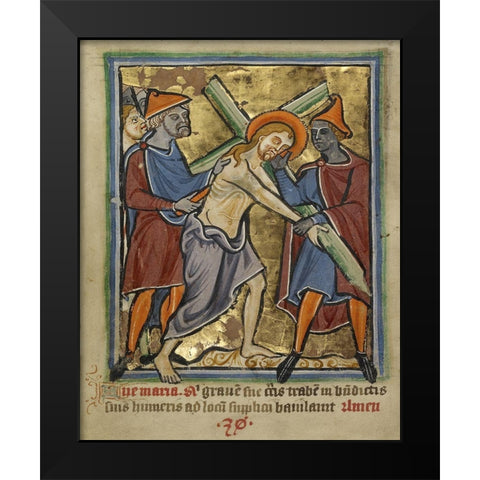 Christ Carrying the Cross Black Modern Wood Framed Art Print by Illuminator, Unknown 12th Century English