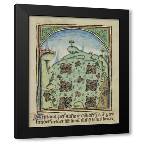 The Seventh Sign before the Day of Judgement Black Modern Wood Framed Art Print by Illuminator, Unknown 12th Century English