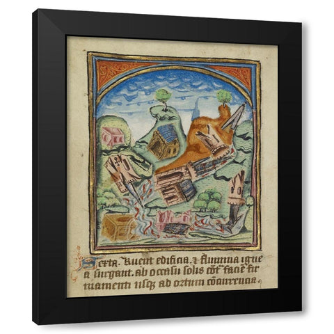The Sixth Sign before the Day of Judgement Black Modern Wood Framed Art Print by Illuminator, Unknown 12th Century English