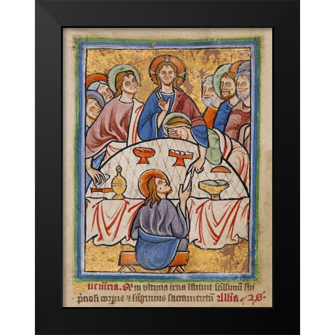 The Last Supper Black Modern Wood Framed Art Print by Illuminator, Unknown 12th Century English