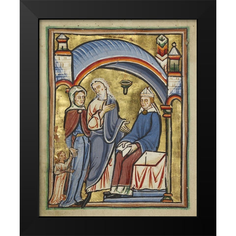 The Presentation of the Virgin in the Temple Black Modern Wood Framed Art Print by Illuminator, Unknown 12th Century English