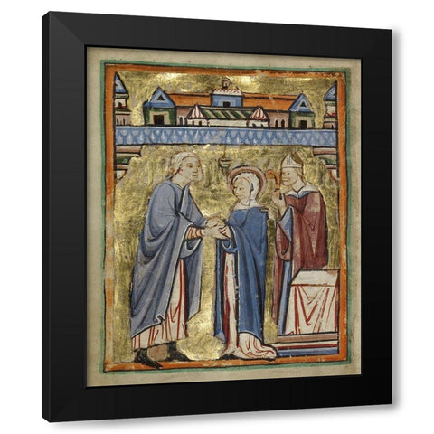 The Marriage of the Virgin Black Modern Wood Framed Art Print by Illuminator, Unknown 12th Century English