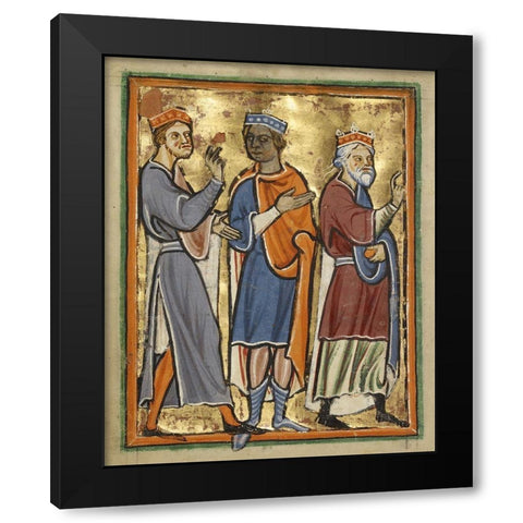 The Magi Approaching Herod Black Modern Wood Framed Art Print by Illuminator, Unknown 12th Century English
