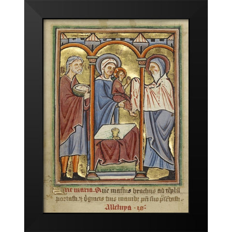 The Presentation in the Temple Black Modern Wood Framed Art Print by Illuminator, Unknown 12th Century English