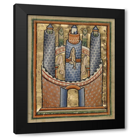 Egypt; The Fall of Pagan Idols Black Modern Wood Framed Art Print by Illuminator, Unknown 12th Century English
