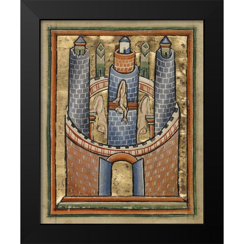 Egypt; The Fall of Pagan Idols Black Modern Wood Framed Art Print by Illuminator, Unknown 12th Century English