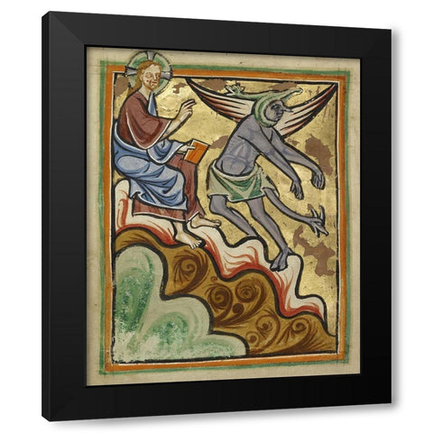The Third Temptation Black Modern Wood Framed Art Print with Double Matting by Illuminator, Unknown 12th Century English
