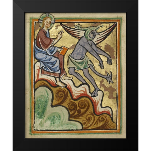 The Third Temptation Black Modern Wood Framed Art Print by Illuminator, Unknown 12th Century English