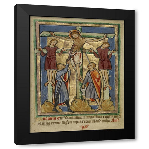 Decorated Text Page Black Modern Wood Framed Art Print with Double Matting by Illuminator, Unknown 12th Century English