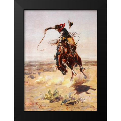 A Bad Hoss, 1904 Black Modern Wood Framed Art Print by Russell, Charles M.
