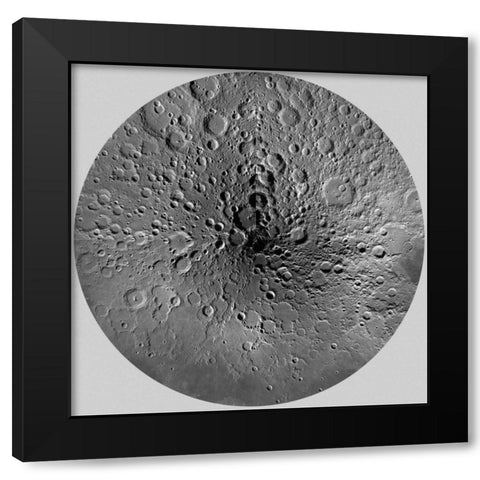 Unmarked Map of the Moon, North Pole Black Modern Wood Framed Art Print by US Geological Survey