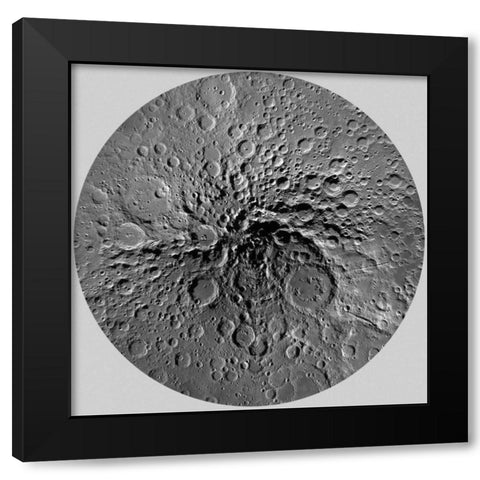 Unmarked Map of the Moon, South Pole Black Modern Wood Framed Art Print by US Geological Survey