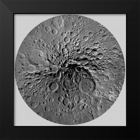 Unmarked Map of the Moon, South Pole Black Modern Wood Framed Art Print by US Geological Survey